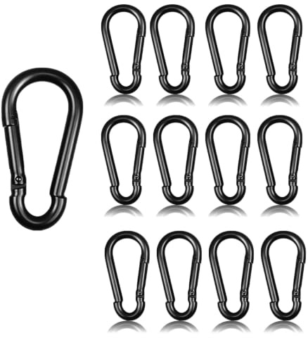 20PCS M5 Karabinerhaken, 5cm verzinkte Stahl Karabiner Schnapphaken, Kleine Schwere Karabiner Schlüsselanhänger für Klettern Angeln Camping Hängematte Hundeleinen - 100kg Tragkraft, Schwarz