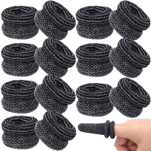 VARMDUKKE 14PCS Finger Bandages for Finger Tips, Breathable Finger Cots Finger Protectors for Wounds, Elastic Finger Gloves Thumb Covers for Garden, Kitchen, Sculpture -Black