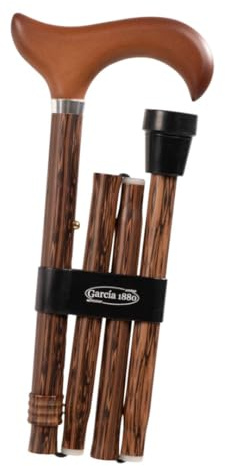MAS QUE AYUDAS – Bastón para Mayores y Adultos Smart, Plegable y Portátil, Altura Ajustable 84-94 cm, Puño de Madera, Bastón para Caminar y Pasear, 320 g, Madera