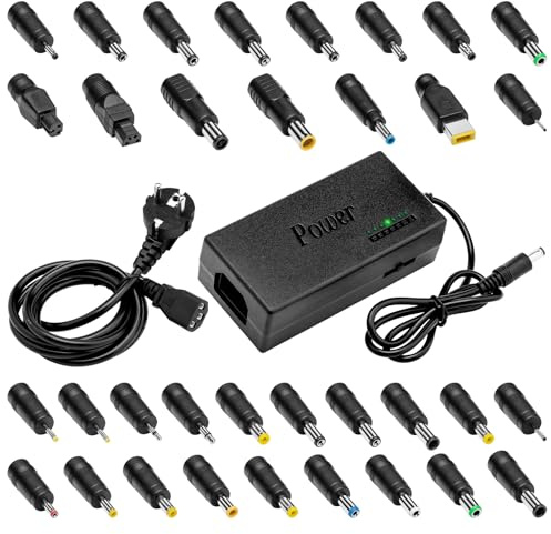 BCMCZCDC Universal-Netzadapter - Ladekabel für Laptop/Notebook & andere Geräte - 12-24 Volt, 96 Watt, mit 34 Anschlüssen