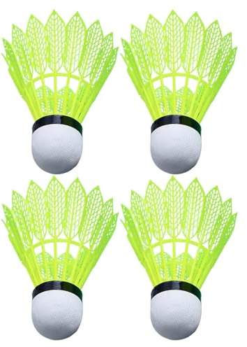 Badminton-Federbälle, 4 Stück, LED-Federbälle, winddicht, hohe Sichtbarkeit, langlebige Leuchtbälle mit Leuchteffekt, Übungsset für Kinder, Spielpark, Fitnessstudio, Schule, drinnen und draußen