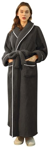 Accappatoio da donna in peluche di lusso, accappatoio invernale spesso, accappatoio accogliente con collo a scialle, accappatoio morbido e caldo, perfetto per palestra, doccia, spa, hotel, vacanze