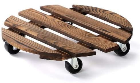 Yunlaishaocer Sottovaso con Ruote, Portavasi con Ruote in Legno, per Piante Fino a 150 kg, Porta Vaso con Ruote Ø 30 cm, Carrello per Piante per Grandi fioriere in Interni ed Esterni