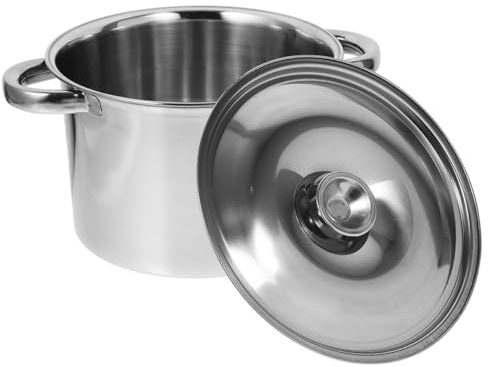 FELTECHELECTR Pentola per Zuppa in Acciaio Inox 18 CM con Doppio Manico e Coperchio Pentola Multiuso per Brodo Fumante e Cottura Lenta per Cucina Domestica