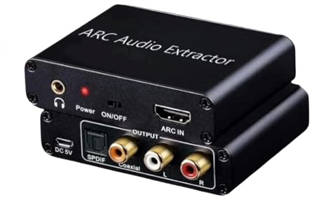 VBESTLIFE Adaptateur HDMI ARC vers Audio Optique, Convertisseur Audio Numérique vers Analogique DAC 192 KHz, Sortie Jack StéRéo Coaxiale L R 3,5 Mm pour Barre de Son HDTV