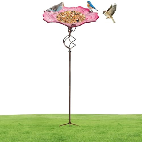 Vogeltränke Mit Erdspieß Metall & - Blumenform Gartenstab, Stehende Futterstation Für Wildvögel &, Wetterfeste Gartendeko | 78cm Hoch