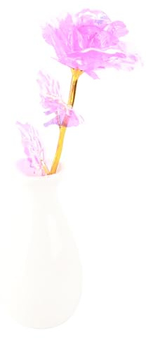 Fictory Rosa de lámina de oro de 24 quilates en caja de regalo con jarrón, rosa eterna de 25 cm para regalo del día de San Valentín, día de la madre, decoración de oficina en casa