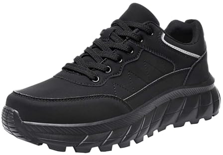 Sneaker da uomo, scarpe da corsa, comode, da jogging, con suola spessa, per il tempo libero, da corsa, da tennis, per attività all'aperto, taglia 39-48, Nero , 40 EU