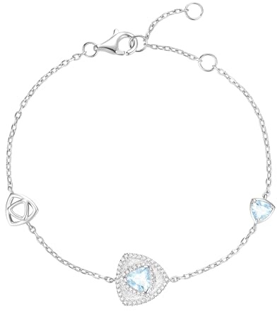FANCIME Trinity Leroy triangel födelsesten armband dam 925 sterlingsilver kedja ädelsten armband årsdag födelsedag alla hjärtans dag fina smycken presenter för kvinna dina kvinnor, Sterlingsilver