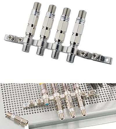 maxx.onLine Überspannungsschutz & Blitzschutz Filter mit 4fach Erdungsblock für Sat Multischalter, Quad-/ Quattro LNBs, Antennenverstärker