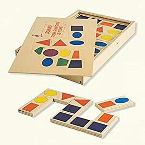 Dida - Holz-Domino Geometrische Formen für Kinder - Montessori Lernspiel mit 28 Teilen, Buntes Pädagogisches Tischspiel