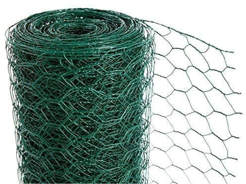 CrazyGadget® Chicken Wire Mesh Rabbit Animal Fence Green PVC Coated Steel Metal Garden Netting Fencing 25m (1.2m x 25m) - Hole Size: 25mm