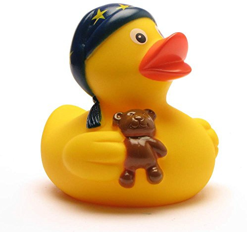 Duckshop I Badeente Schlafmütze I Quietscheentchen I Quietscheente I L: 7 cm I Geschenk für Langschläfer I Präsent Sammler