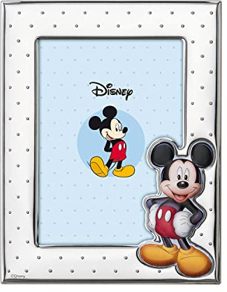 Disney Baby Topolino Mickey Mouse, Cornice Porta Foto in Argento con dettagli dipinti a Colori da Tavolo o Comodino per la Cameretta del Bambino perfetta come Idea Regalo Battesimo o Compleanno
