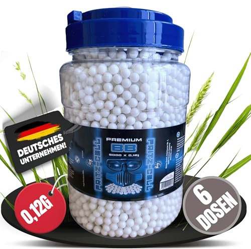 6 x Airsoft Softair Kugeln Fritz-Cell BBS 6 mm 0,12g 5000 Stück im praktischen Behälter