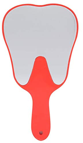 tmishion Handspiegel mit Lupe, modische nützliche niedlichen Kunststoffgriff Zahn Zahnpflege Handspiegel Werkzeug, 9,8 * 5,1 Zoll(rot)