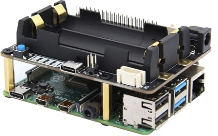 Geekworm X728 UPS Shield (Max 5.1V 5A) for Raspberry Pi 5 / 4B/3B+/3B/2B | 18650, AC Power Loss Detection, Auto Power on, Safe Shutdown, Battery Capacity Reading, Low Battery Auto Shutdown, Buzzer