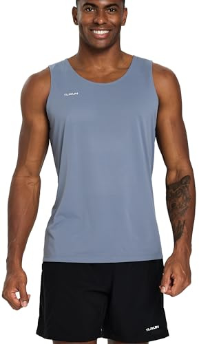 TLRUN Löparlinne för män ultralätt maraton singlet skjortor torr passform träning ärmlösa T-shirts, Diamantgrå, XXL