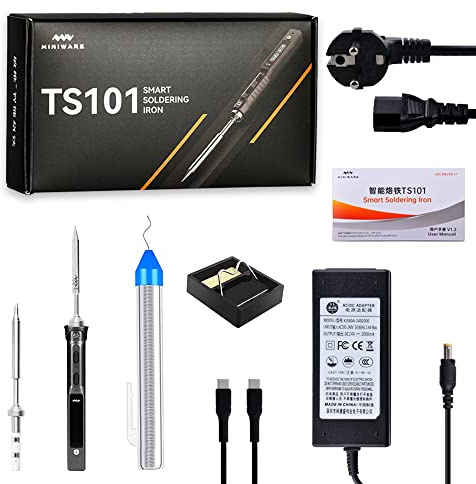 NewHail TS101 Digital OLED Programmable Pocket 65W Electric Portable Smart Soldering Iron Kit Fast Heat Embedded Interface DC 5525 Acceleration Sensors STM32 Chip with B2+BC2 Tip Kit