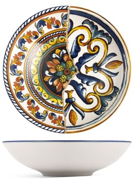 H&H Positano Set 6 Piatti Fondi, Stoneware, 20cm