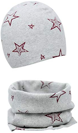 Baby Mädchen Beanie Mütze + Schlauchschal 2er Set, Wintermütze für Jungen Mädchen Baumwolle