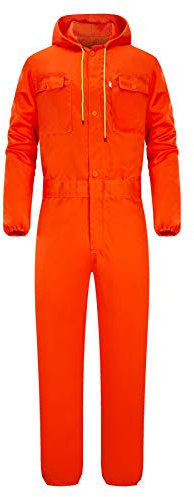 Yukirtiq Herren Arbeitsoverall mit Reißverschluss Arbeitsanzug Handwerker Rallyekombi Overall Werkstatt Mechaniker Arbeitskombi, Orange, XL