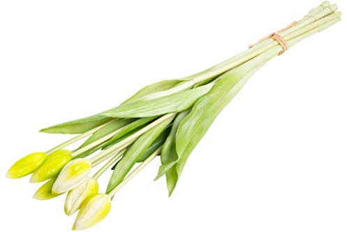 künstliches Tulpenbündel mit 7 Tulpenknospen real Touch (creme-weiß)