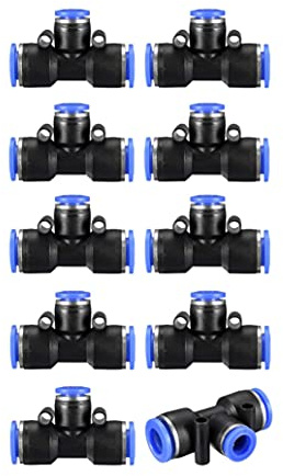 Hsthe Sea 10 pcs Tee Tube Plastic Tee Connect Tube PEG8-6 T Type Pneumatic Connector Air Line Fitting for Air Joint 10mm-8mm Outer Diameter Hose