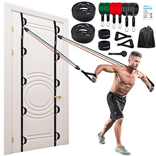 Brebebe Türanker Gurt für Widerstandsbänder Übungen, Multi-Point Anker Gym Befestigung für Home Fitness, tragbares Türband Widerstand Workout Ausrüstung, stanzfrei, nagelfrei