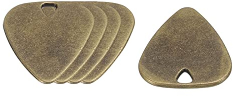 sourcing map Guitarra Púas 1,8mm Grosor Metal Bronce para Guitarra Musical Instrumento Paquete de 5