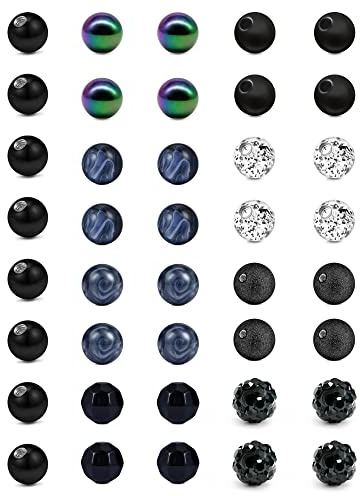 JFORYOU 14G Ersatzkugeln Piercing Kugel 14G 1,6mm Gewinde 5mm Schraubkugel Chirurgenstahl und Acryl Ersatzkugel Für Brustwarzenpiercing Zungenpiercing Bauchnabelpiercing Industrial Piercing Bar usw