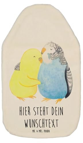 Mr. & Mrs. Panda Personalisierte Wärmflasche Wellensittich Liebe - Weiß