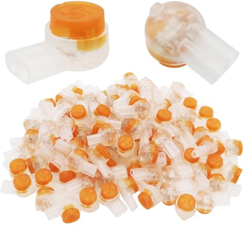 CTRICALVER Einzeladerverbinder, 100 Stück UY2 Stecker, Kabelverbinder, Fettfüllung Telefonleitungsanschluss 2-Port / 2-Kern (Orange)