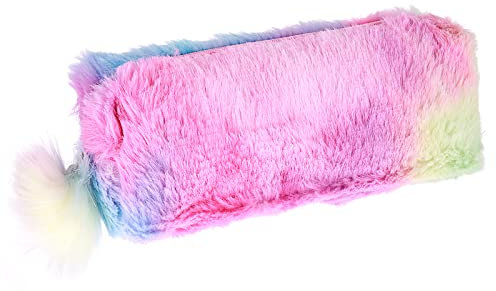 cobee Regenbogen Federmäppchen, PlüSch Schreibwaren Tasche Flauschig Federmäppchen Farbige Federmäppchen Weicher Stifthalter Reißverschluss Schreibwarentasche Tragbare Kosmetiktasche(Farbverlauf Grün)