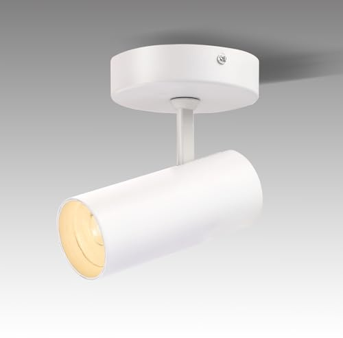 Marknice LED Dimmable Ceiling Spotlight Adjustable Ceiling Mounted Directional Spot Light 4.72'' Aluminum Indoor Monopoint Light for Living Room Painting CRI 98 12W 3000K White