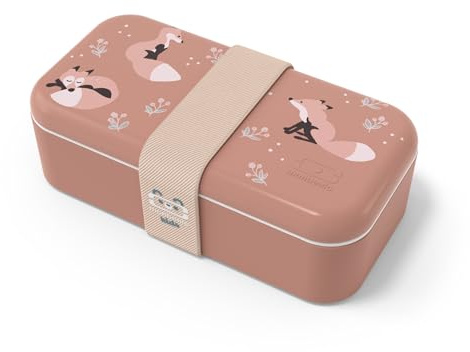 monbento - Brotdose Kinder MB Foodie Fox - Fuchs - Bento Box Kinder Made in France - Ideal für Mittagessen oder Snacks in der Schule/Park - BPA Frei - Lebensmittelecht - Rosa