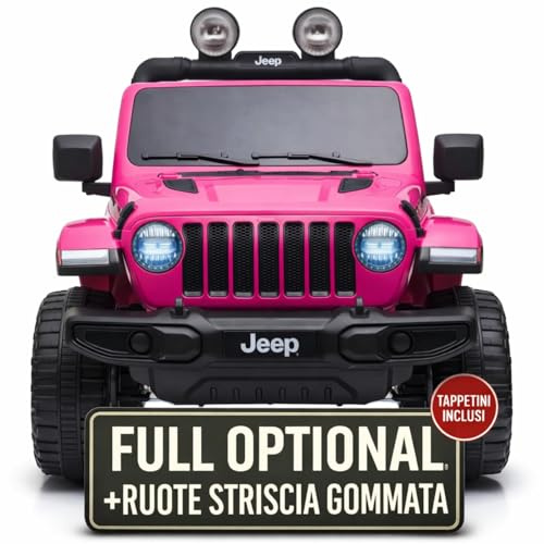Macchina Elettrica Per Bambini Jeep Wrangler Rubicon Full Optional CON TAPPETINI Auto Elettrica Per Bambini Telecomandata 2 posti Sedile In Pelle Porte Apribili Doppio Motore Elettrico 12V TOYSCAR