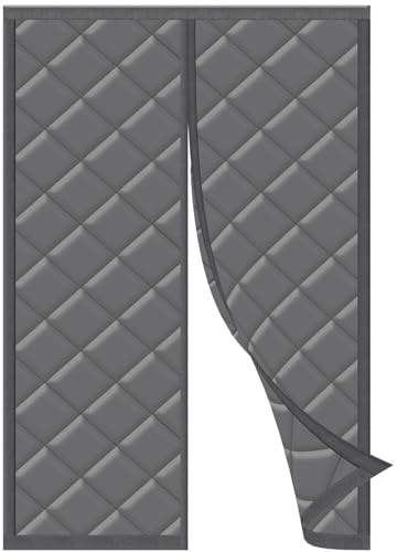 HOWIN Thermo Türvorhang Kälteschutz 100 x 200cm, Magnet Thermovorhang Tür, Wärmeschutzvorhang Balkontür, Thermo Vorhang Magnetischer Innen, Gegen Kälte Haustür Winter, Summer Grau