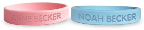 gutmarkiert 2er Set SOS-Armband Kinder Silikon - graviert Farbe wählbar | Personalisierbares Notfallarmband mit Namen und Telefonnummer - wasserdicht und besonders langlebig - für Kita und Schule