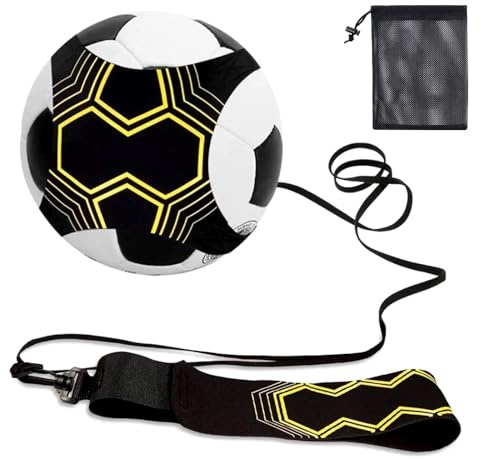 AWAVM sparktränare för fotboll, träningsstöd för fotbollar med flexibelt justeringsbälte, barn vuxen solo fotboll övningsutrustning lämplig för 3 4 5 bollar