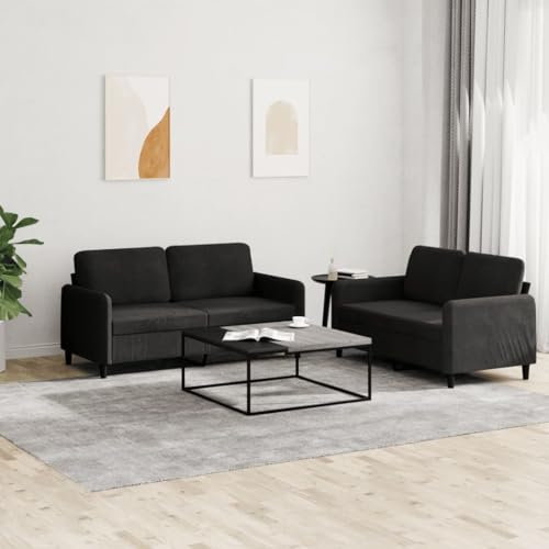 ZEYUAN 2-TLG. Sofagarnitur Schwarz Samt, Loungesofa, Sofas & Couches, Relaxsofa, Couch für Wohnzimmer, Couch Mit - 3201979