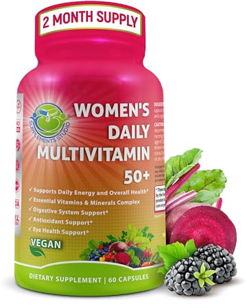 Women's Daily Multivitamin 50 Plus - Vegan Methylated Multivitamin for Women 50 and Over with Biotin, Organic Superfoods & Lutein - Eye, Energy, Gut & Optimal Health Support - Easy to Swallow Capsules