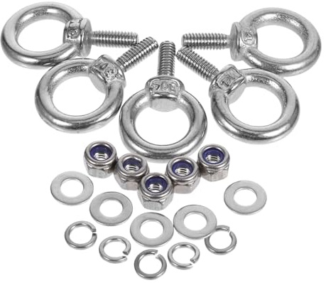 Gadpiparty 5juegos Cáncamo De Acero Inoxidable Perno Roscado Para Equipos De Elevación Tuercas y Arandelas Para Ajustes De Cuerda Trabajos Pesados