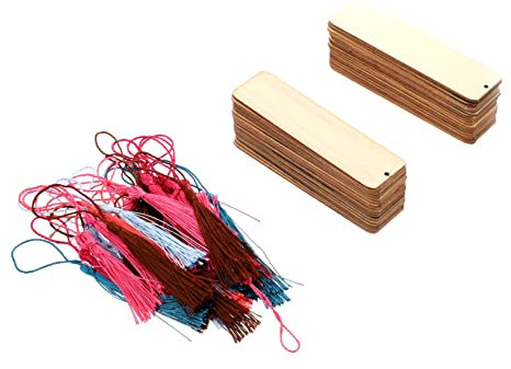 Lurrose Unfertige Holzlesezeichen Blanko Zum Selbstgestalten Mit Quasten Diy-bastelzubehör Für Lesezeichen