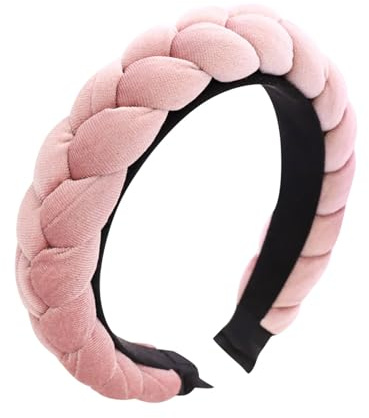 Trachten Haarreif Samt Haarreif Dirndl Geflochten Stirnband Breit Haarband Geflochten Vintage Gepolsterte Haarreifen Oktoberfest Haarschmuck Rockabilly Kopfband für Damen & Mädchen Blau (One Size)