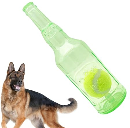 Genikeer Dog Water Bottle Toy | Tennis Ball In A Bottle Dog Toy | Interactive Dog Squeaky Bottle Toy | Dog Chew Bottle Dog Play Bottle | Pet Toy With Bottle For Small Medium Large Dog