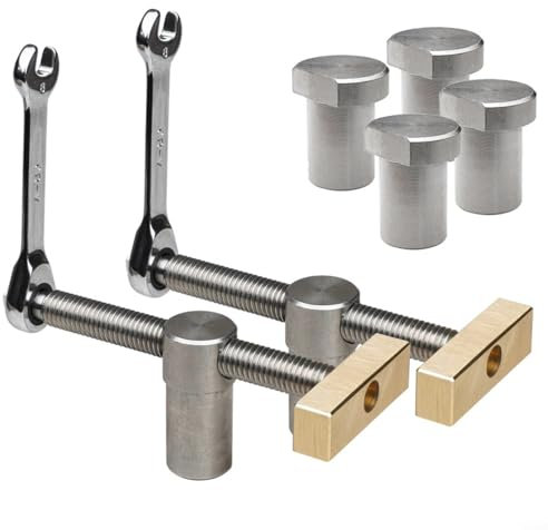 BlissfulAbode Holzbearbeitung Bankhaken 20mm, Edelstahl Tischhobel Anschlagbank Hundeklemme Niederhalter Klemme für Hobelbank (Silber)