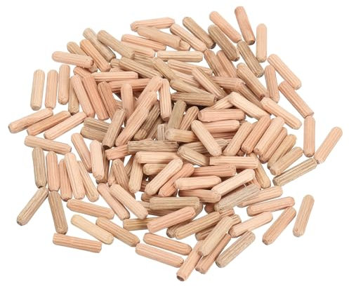 sourcing map Lot de 100 chevilles cannelées en bois de 0,9 cm x 40,6 cm – Tiges en bois rainurées pour le travail du bois – Goupilles en bois cannelées pour travaux manuels, projets de bricolage