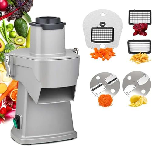 Dicer y rebanador de verduras eléctrico comercial, procesador de verduras 4 en 1 para cortar, triturar, cortar y cortar, cortador de cubos, fácil de limpiar, hoja reemplazable