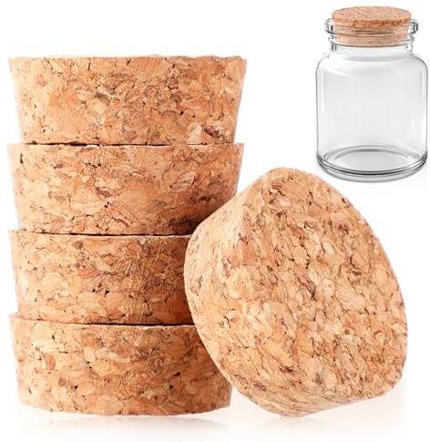10Pcs Large Cork Bottle Stopper Wooden Tapered Cork Plugs Beer Bottle Stopper 4 to 5cm Corks Lids for Wine Bottles, Beer Glass, Carafes, Pottery Decorative Bottles and DIY Crafts